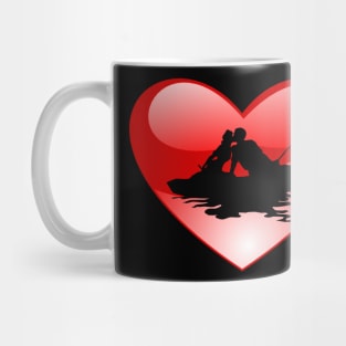 Silhouette Couple in Boat Heatt Mug